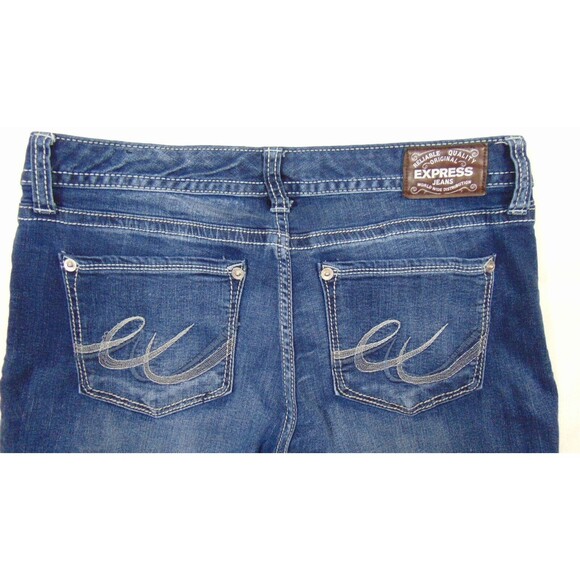 Express Stella Low Rise Bootcut Dark Wash Denim Jeans Womens Size 12 Blue - Picture 9 of 10